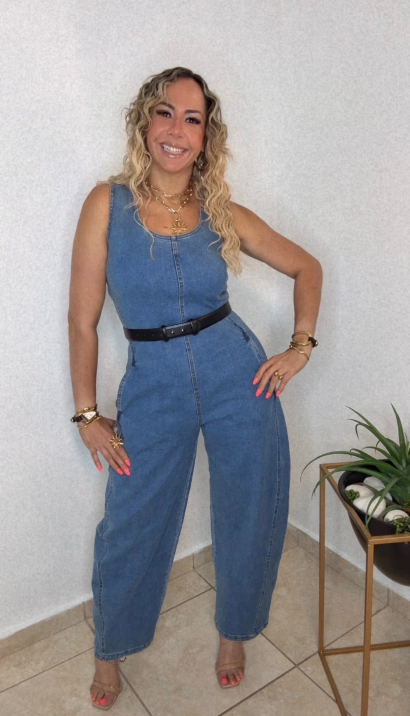 Denim Jumpsuit Barrel Leg
