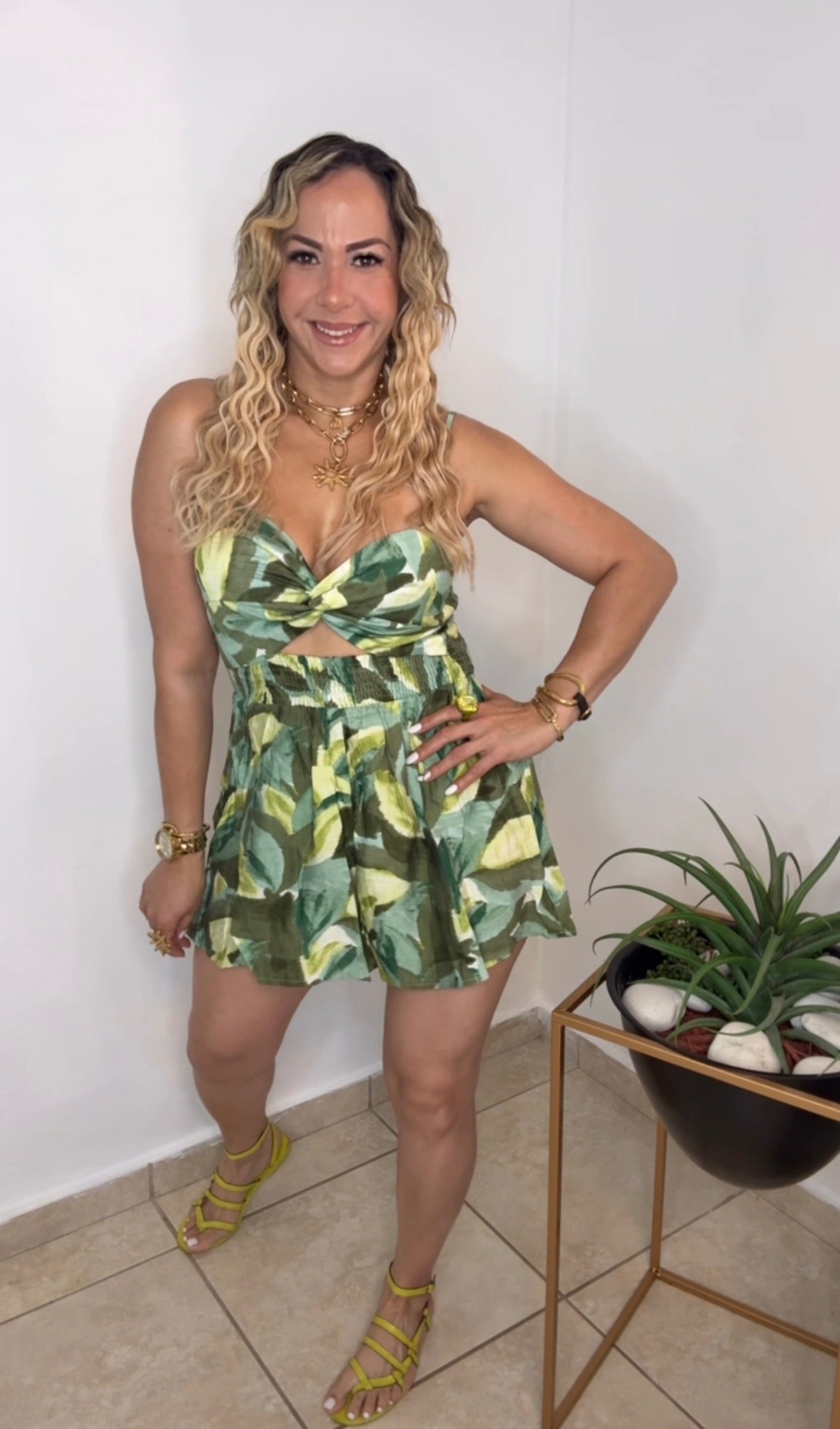 Multi Green Summer Romper