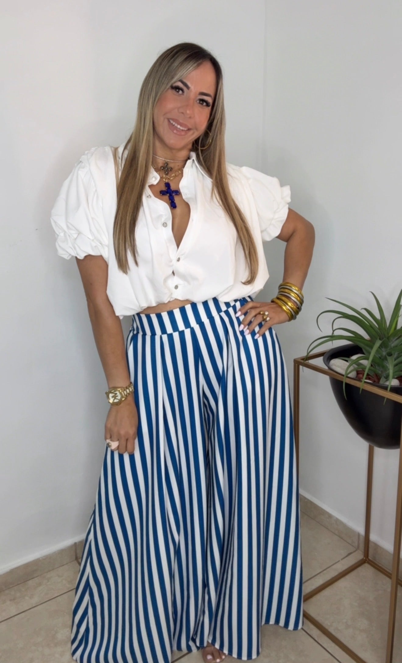 Azure Striped Pant
