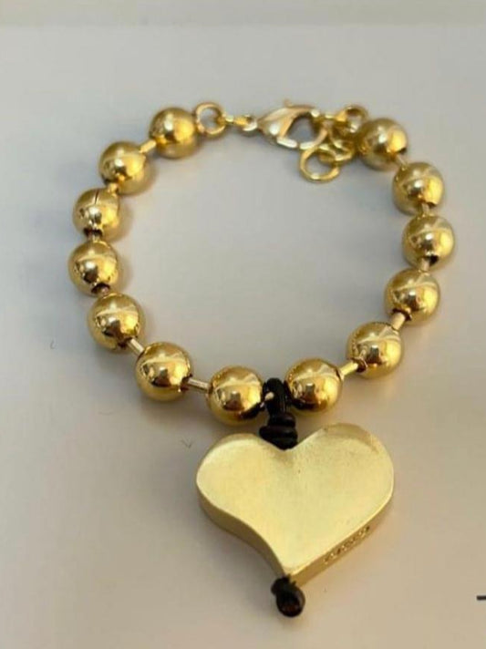 Pulsera militar corazón oro