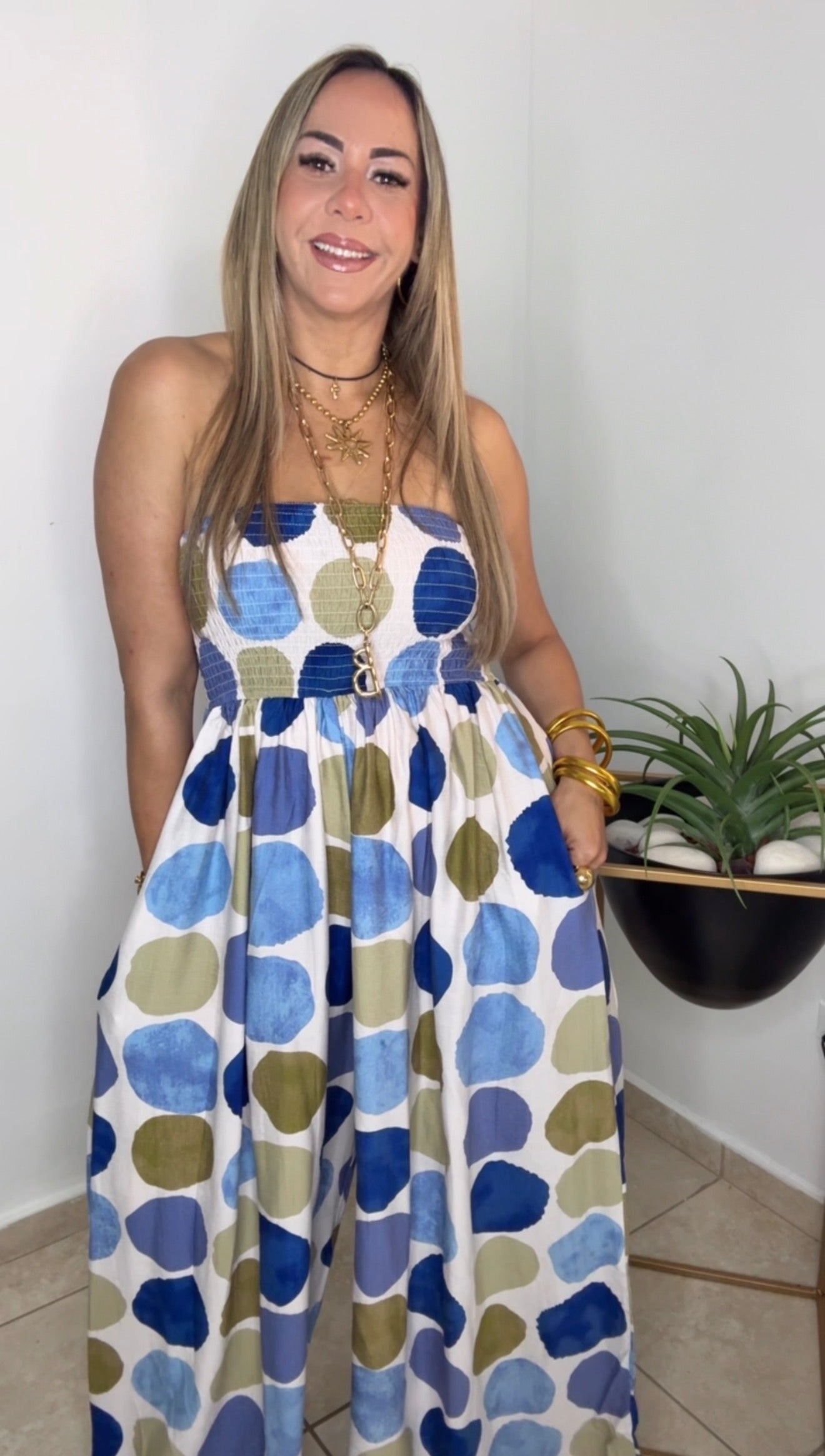 Multi Blue Polkadots Jumpsuit