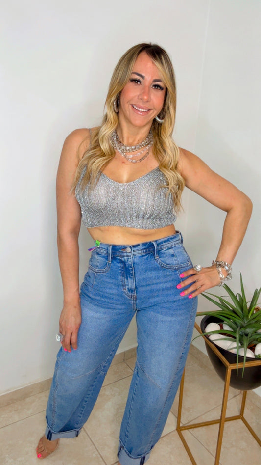 Silver Glam Crop
