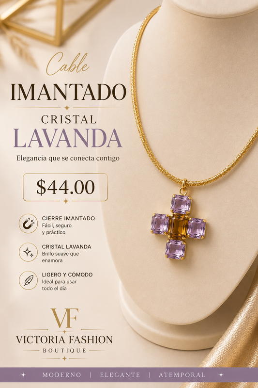 Cable Imantado Cruz En Cristal