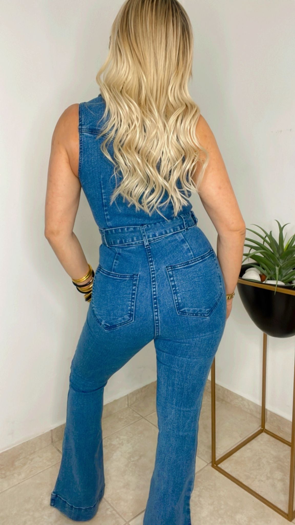 Belt Denim Jumpsuit