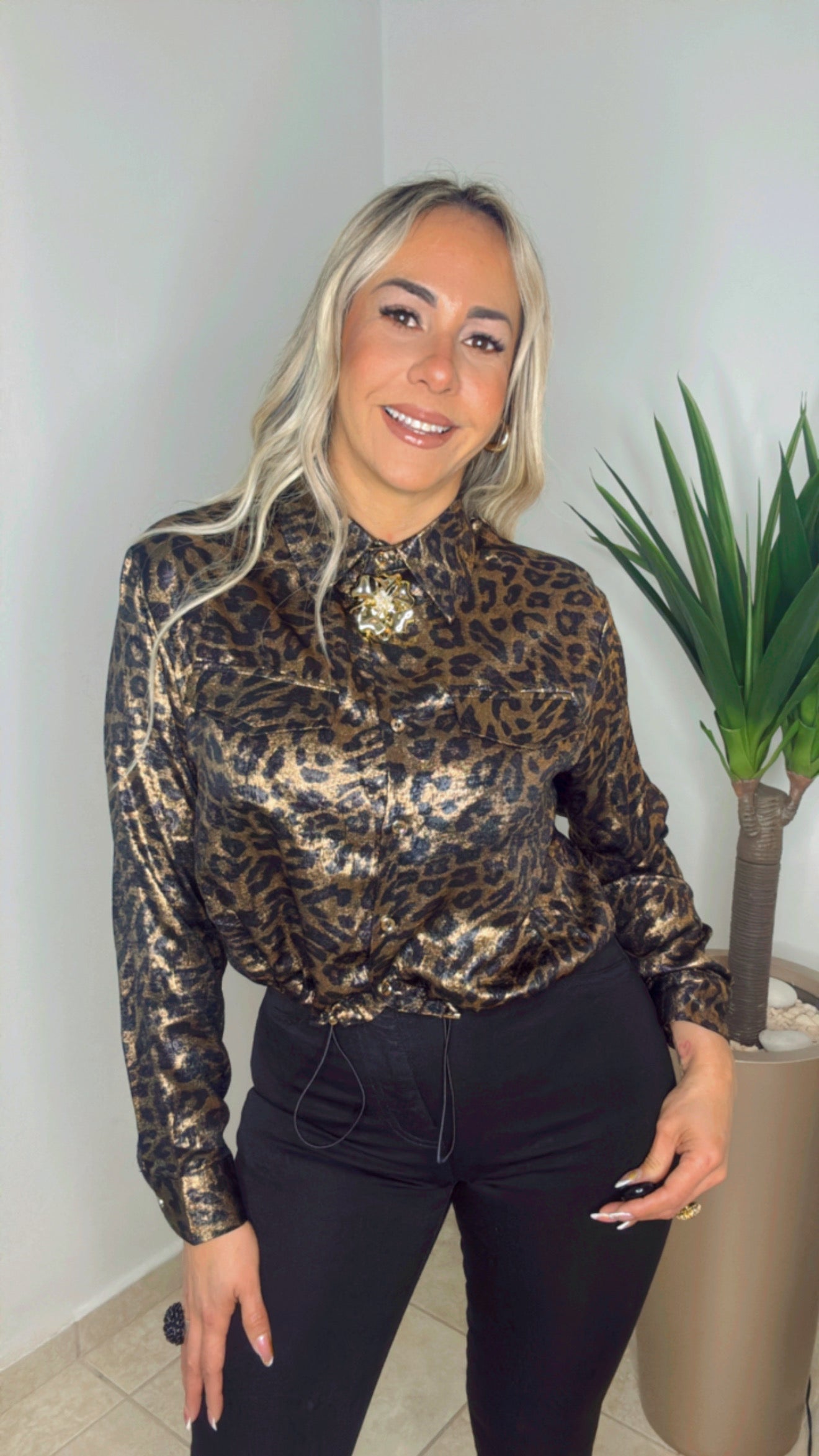 Animal Print Gold Blouse