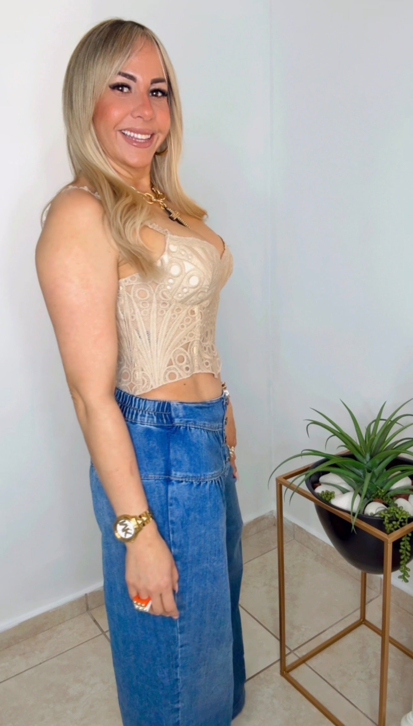Beige Crop Corset