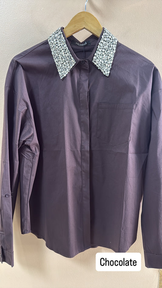 Chocolate Classic Elegant Blouse