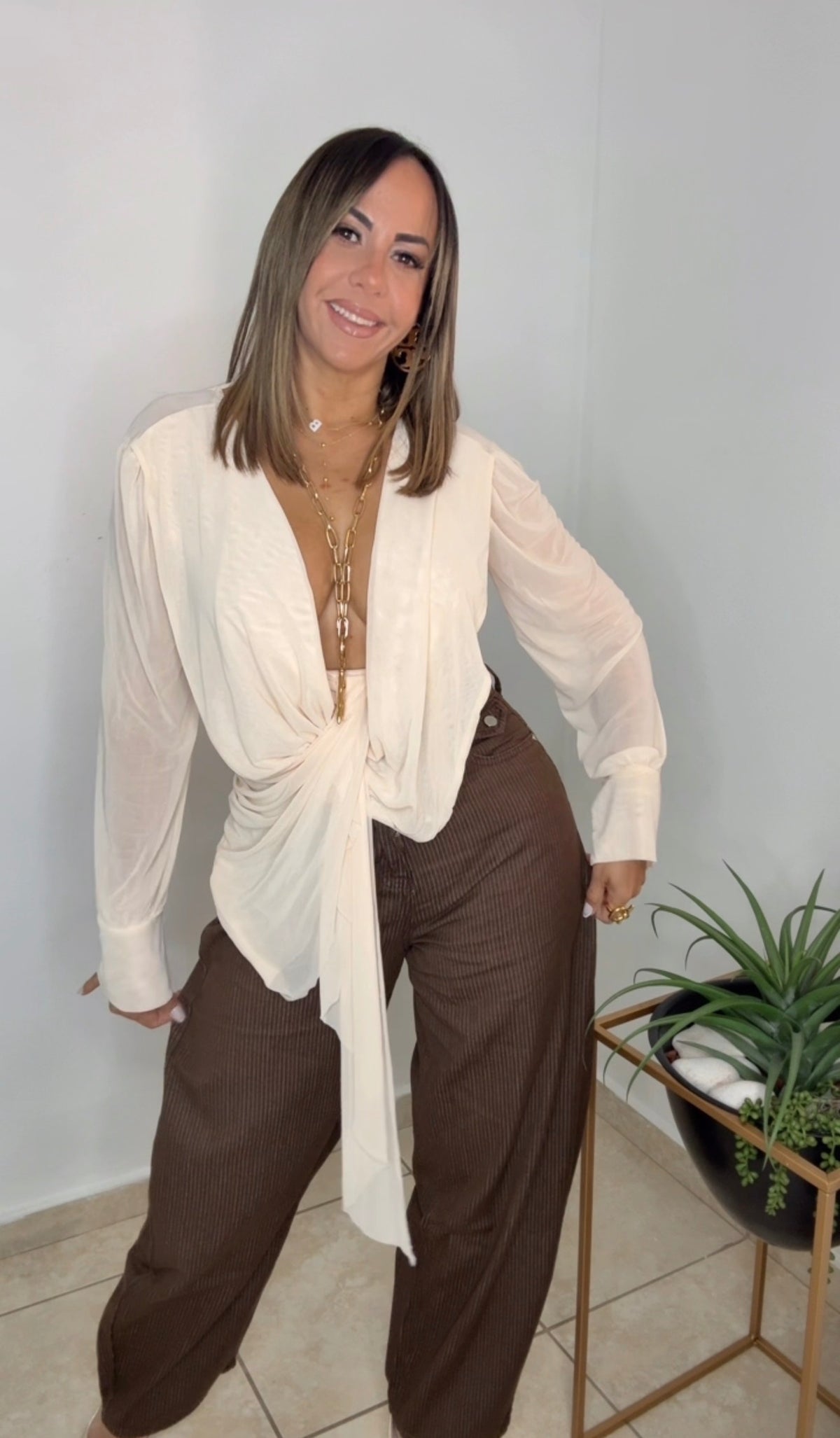 Ivory Mesh Blouse