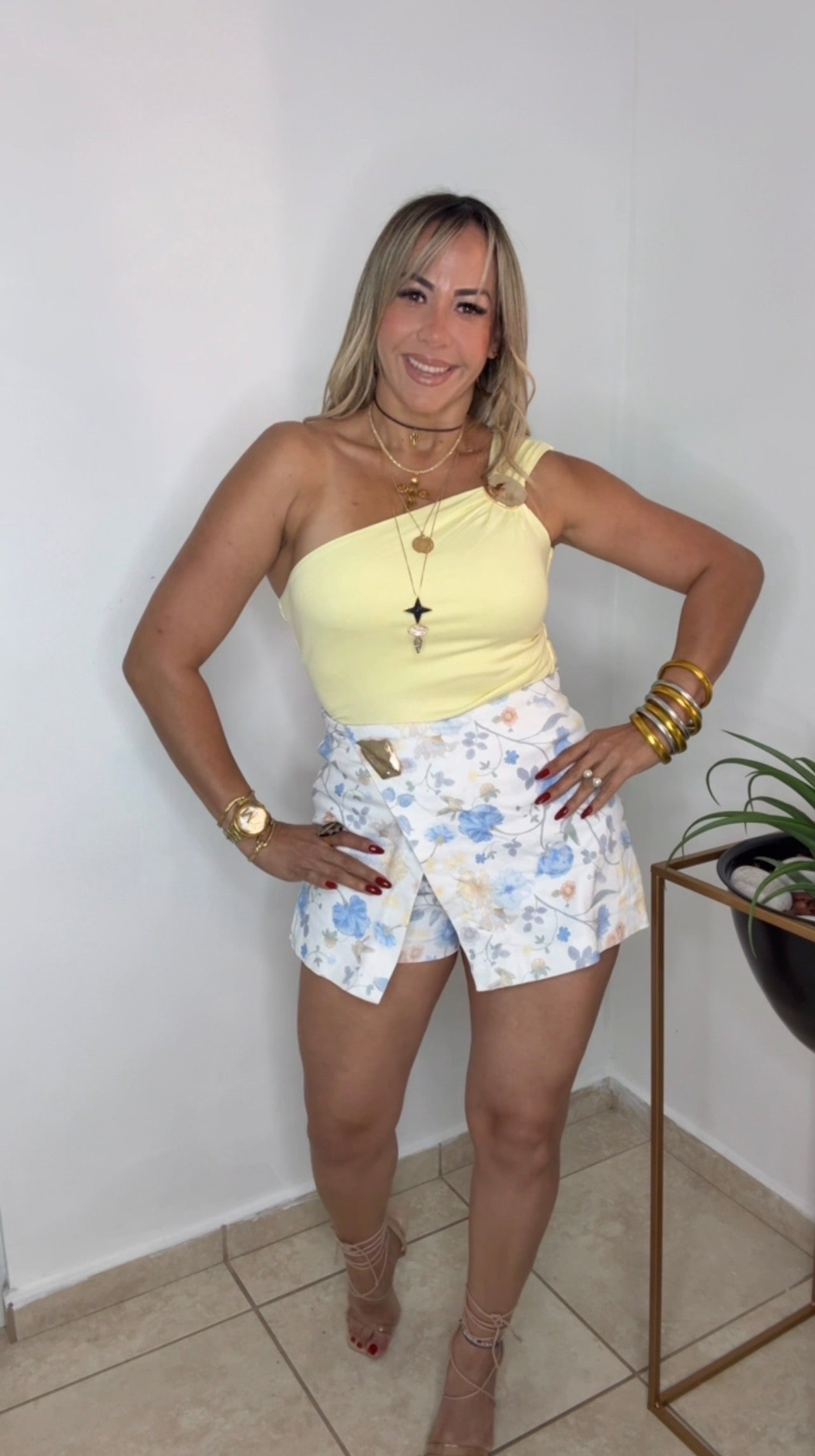 White Multi Skort