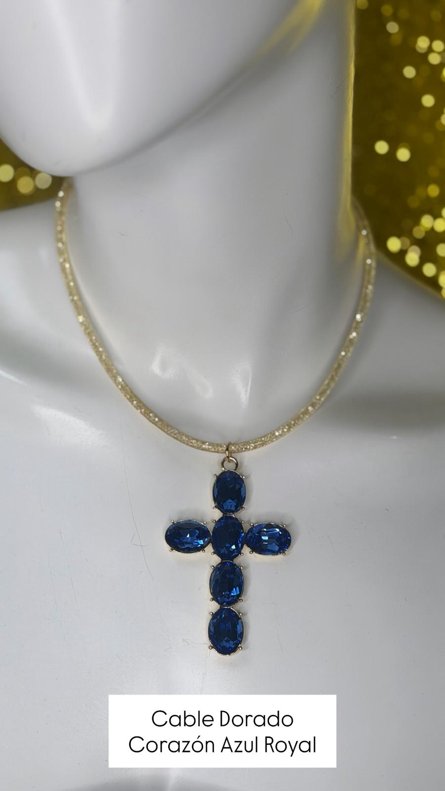 Collar  Metalico Cruz Cristal