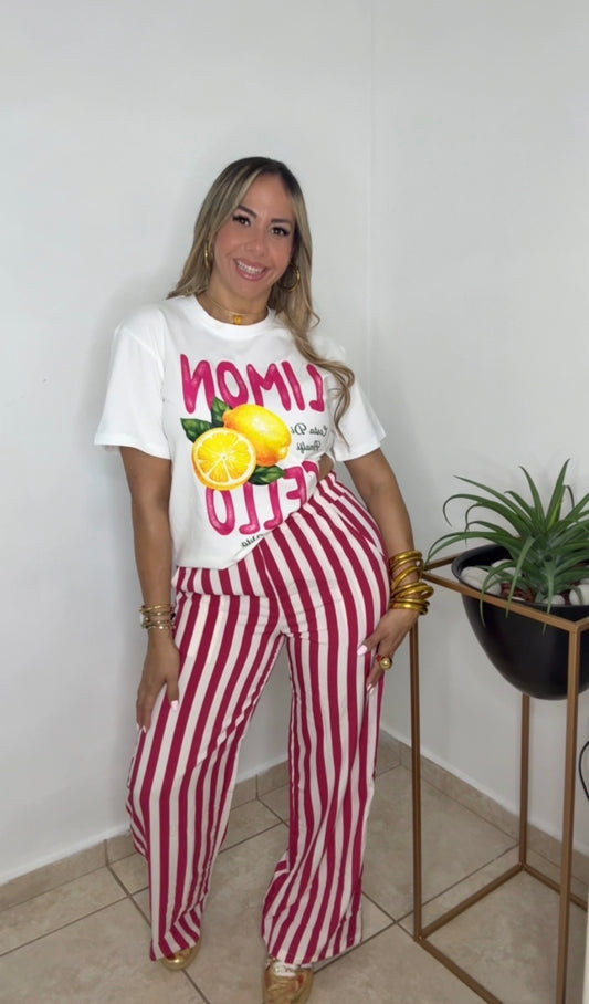 Fusha And White Striped Pant