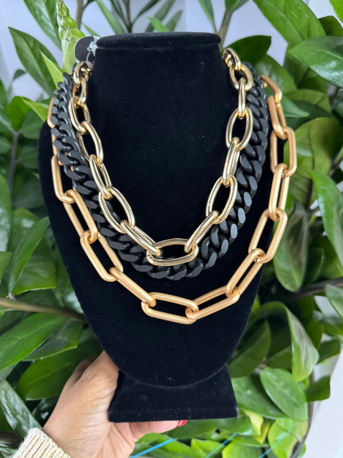 Collar Chunk Oro Y Negro