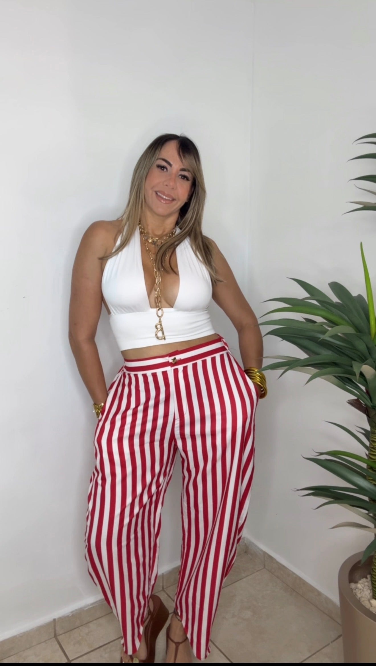 Red And White Stripes Pant