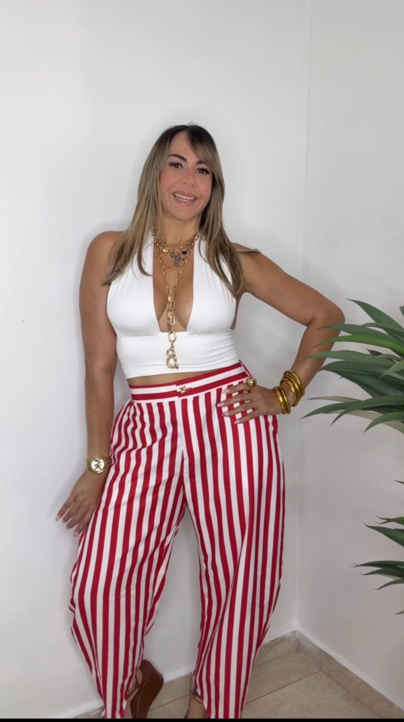 Red And White Stripes Pant