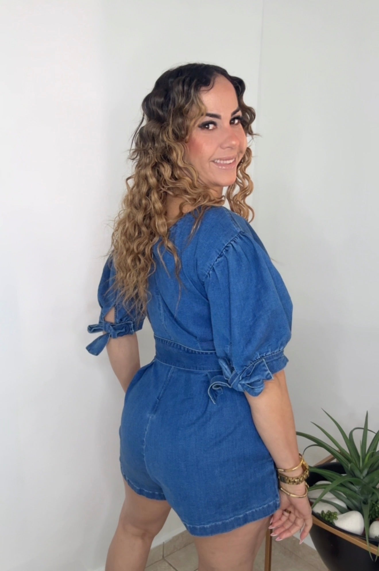 Medium Denim Cute Romper