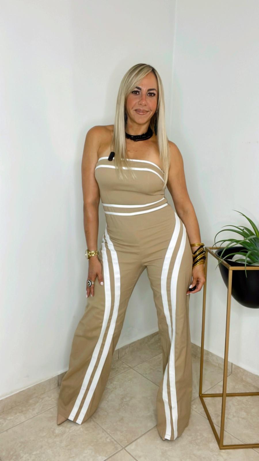 Beige Line Jumpsuit