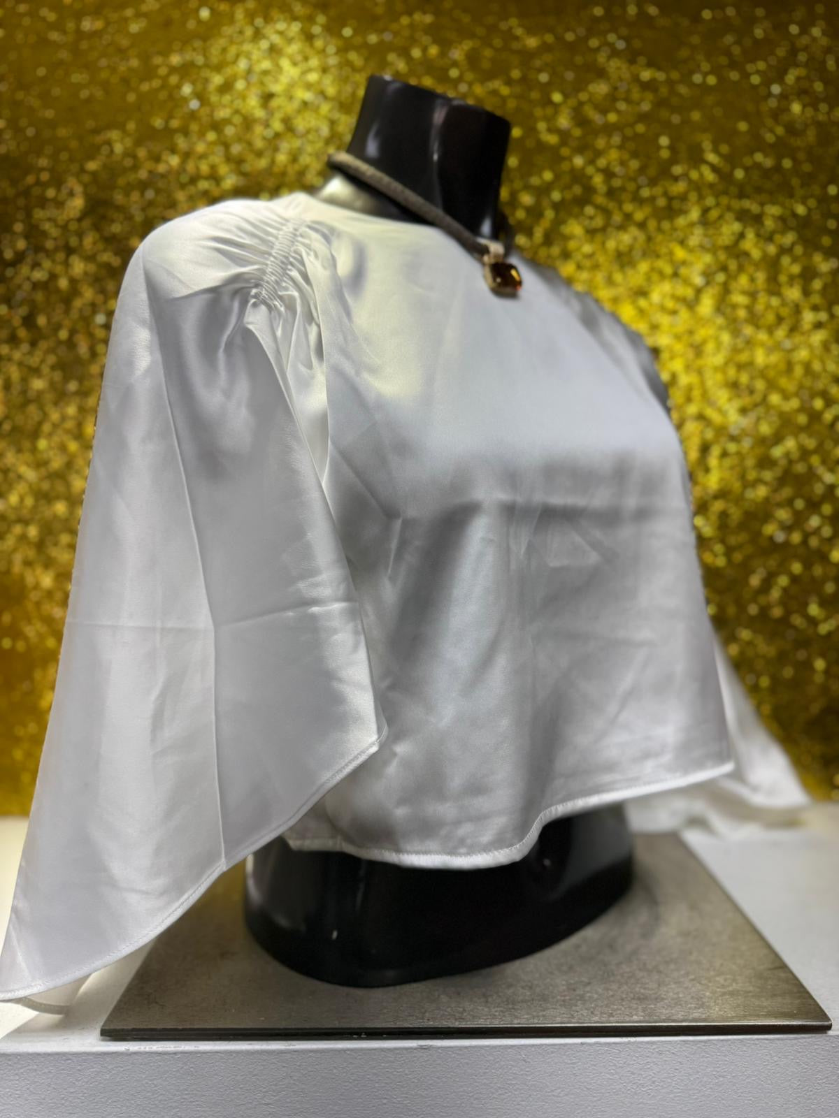 White Elegant Satin Blouse