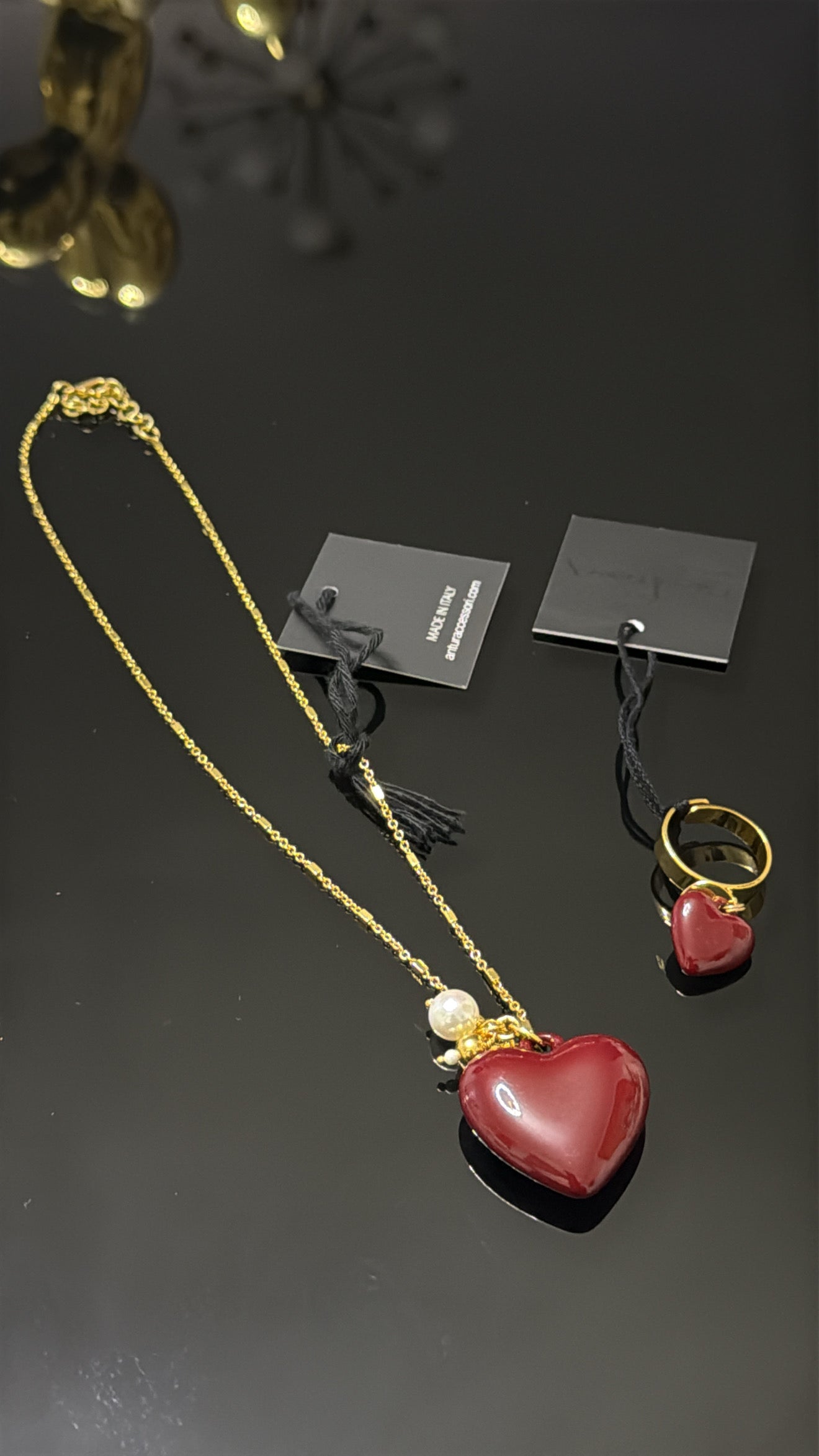 Set Collar Y Anillo Burgendy
