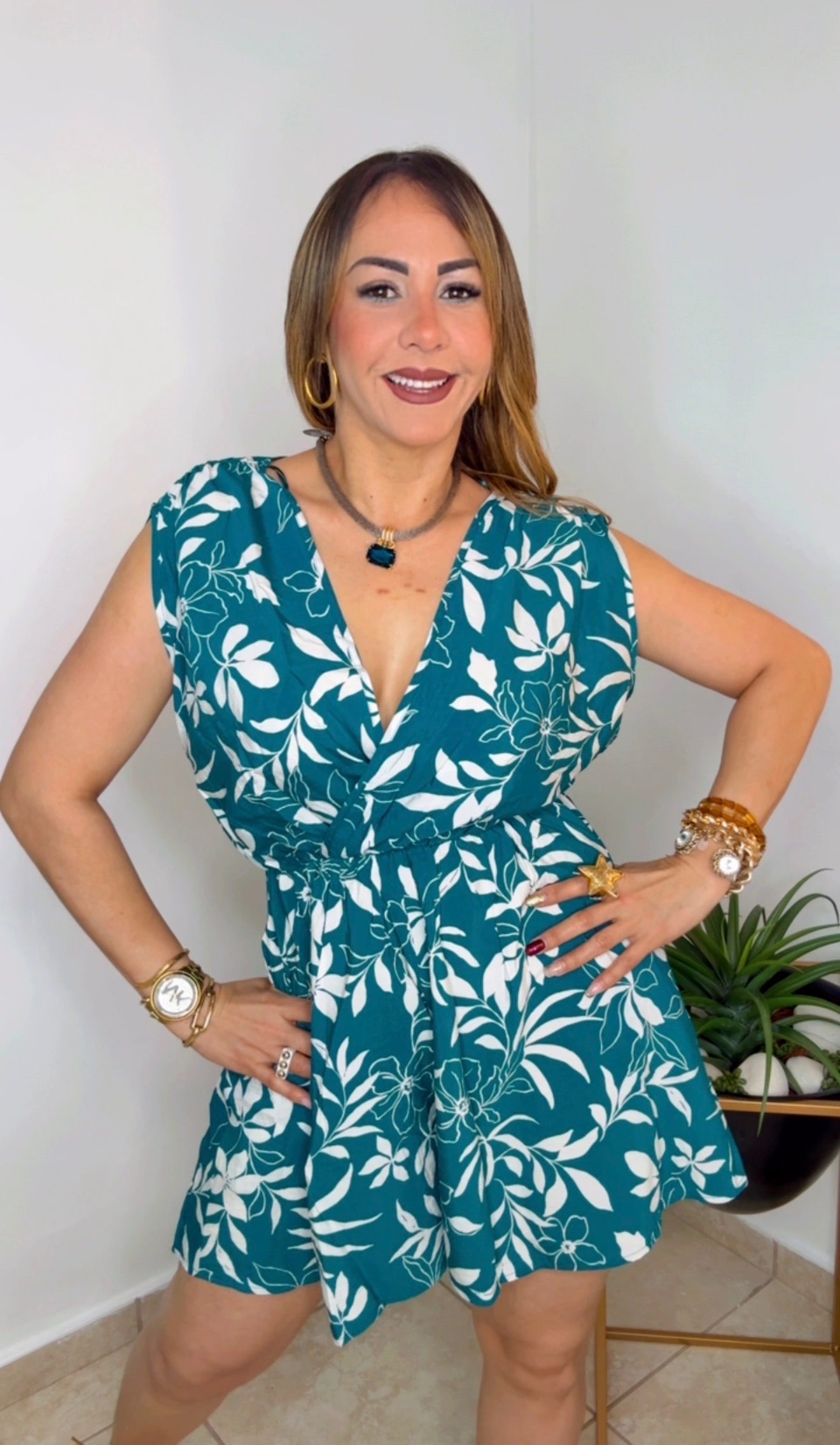 Teal And White Best Seller Romper