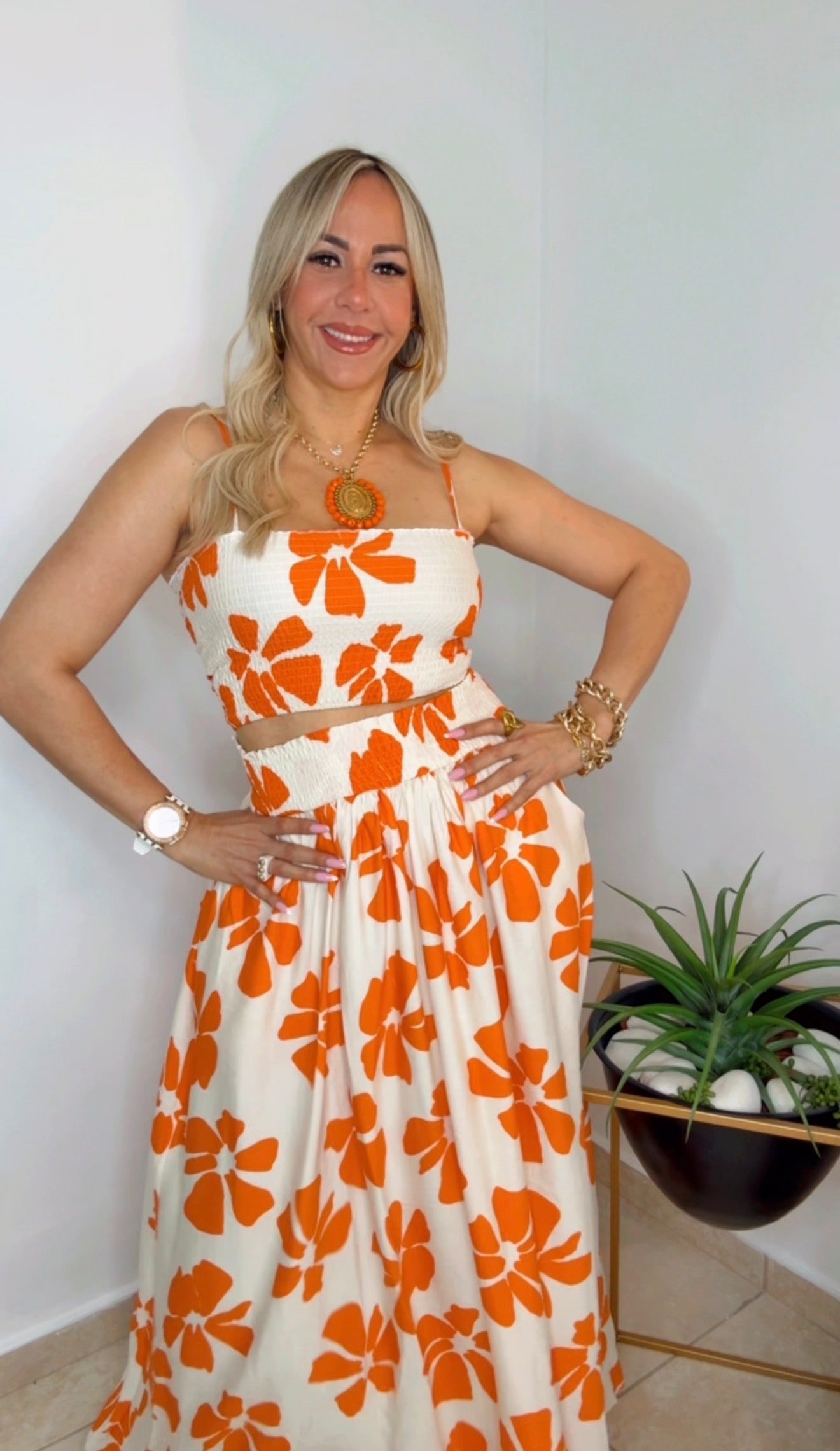 Orange And Cream Maxi Skirt PRE VENTA! Llegando PRÓXIMA SEMANA