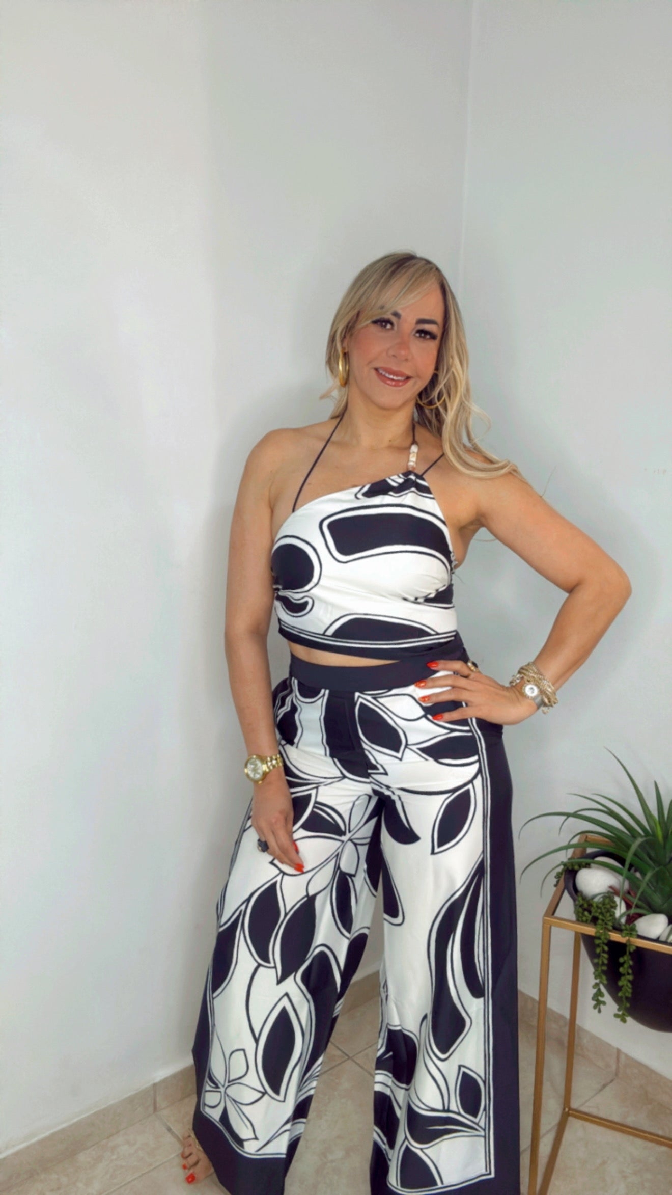 Black And White Satin Set