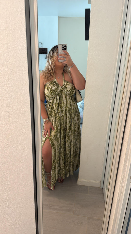 Green Snake Maxi Dress