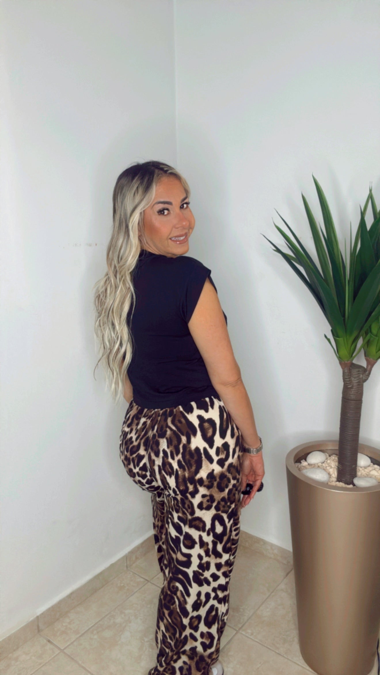 Animal Print Relaxing Cream Pants