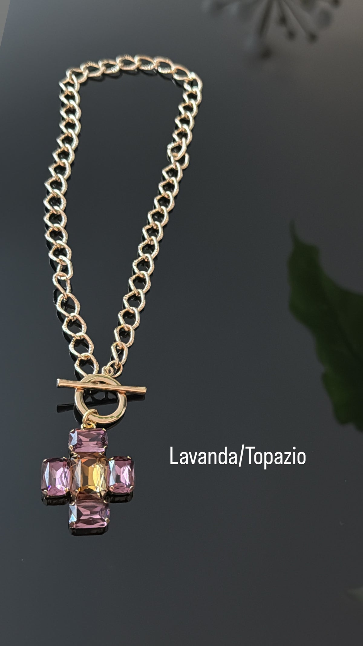Cruz Swarovski Cadena Fina Cierre Pasador