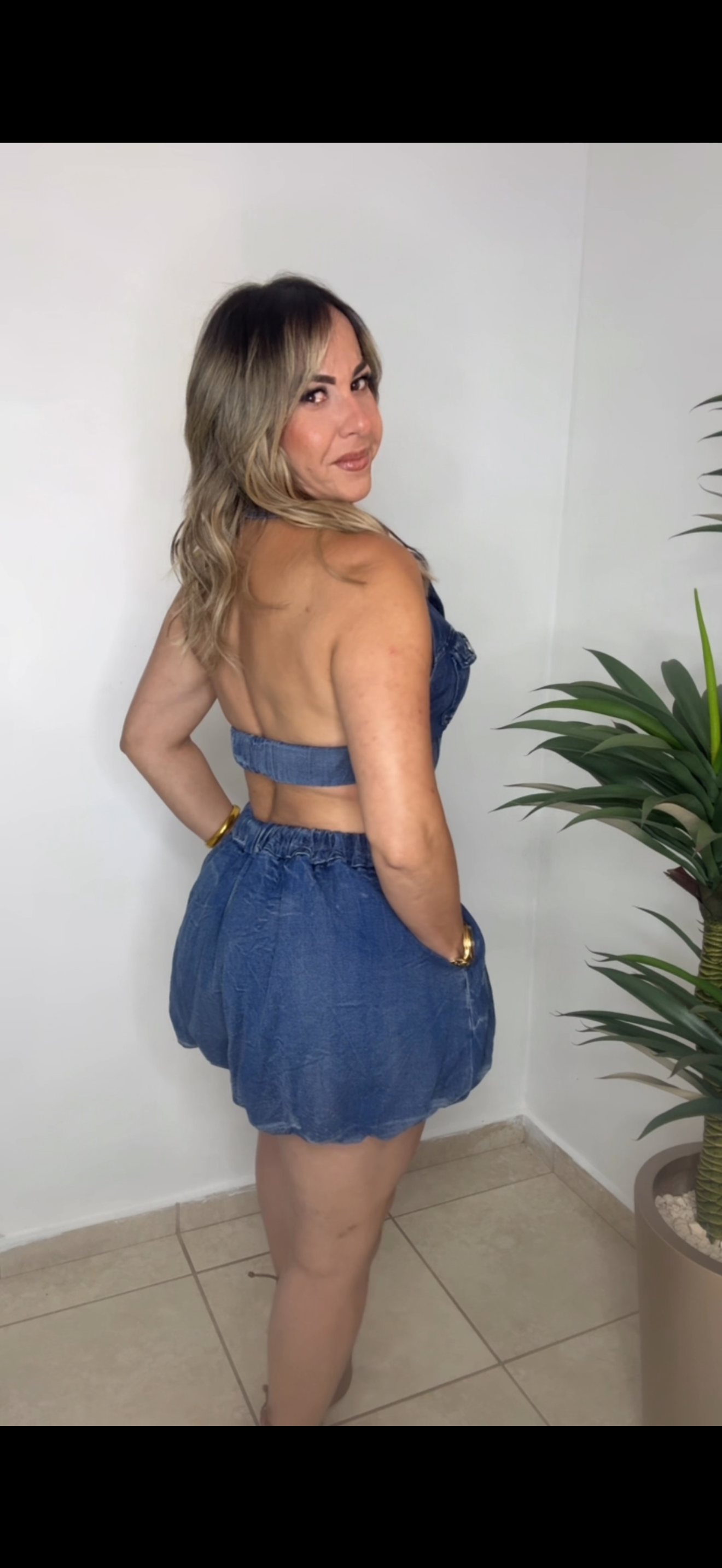 Denim Bloom Romper