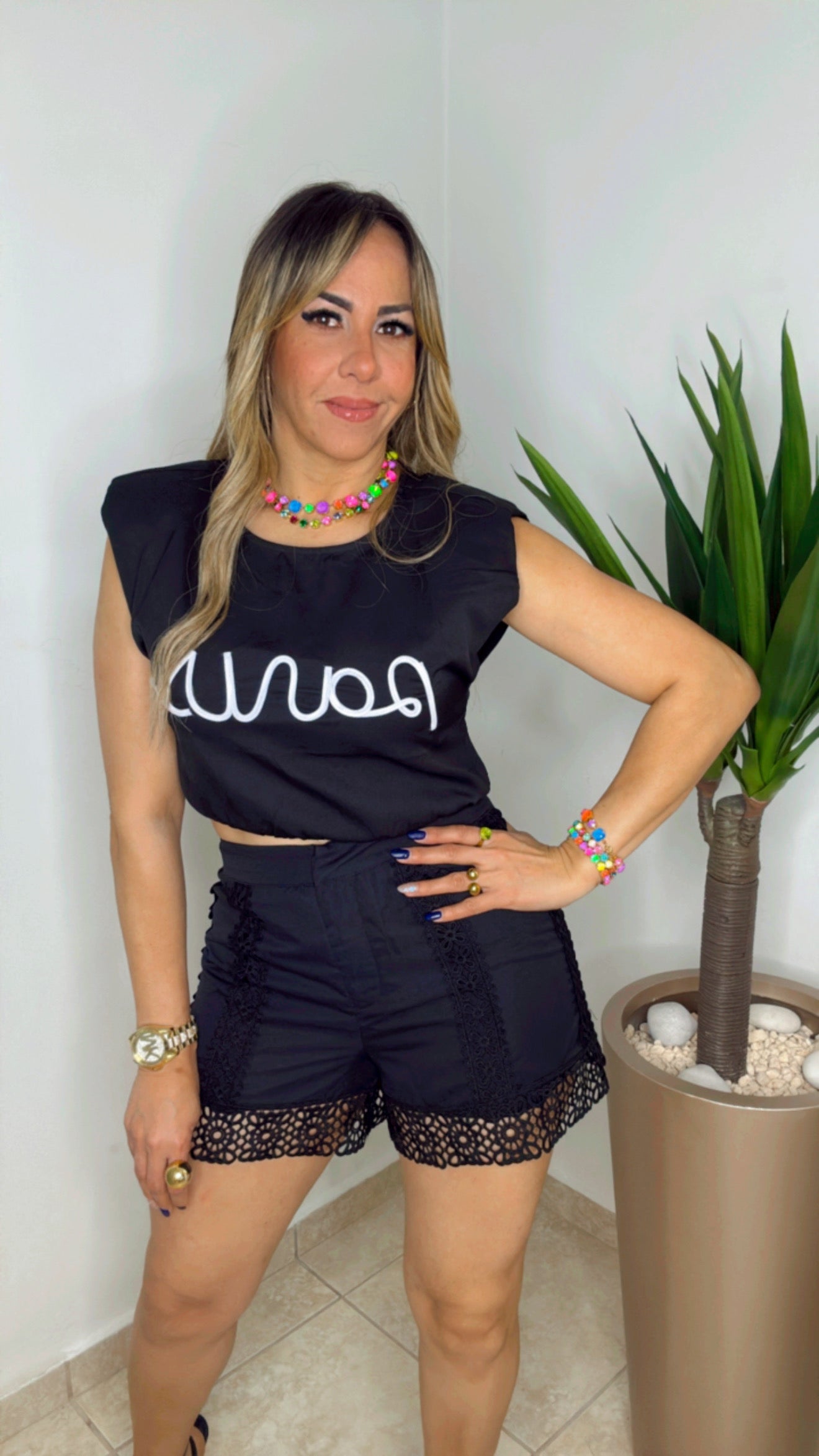 Black Crochet Short
