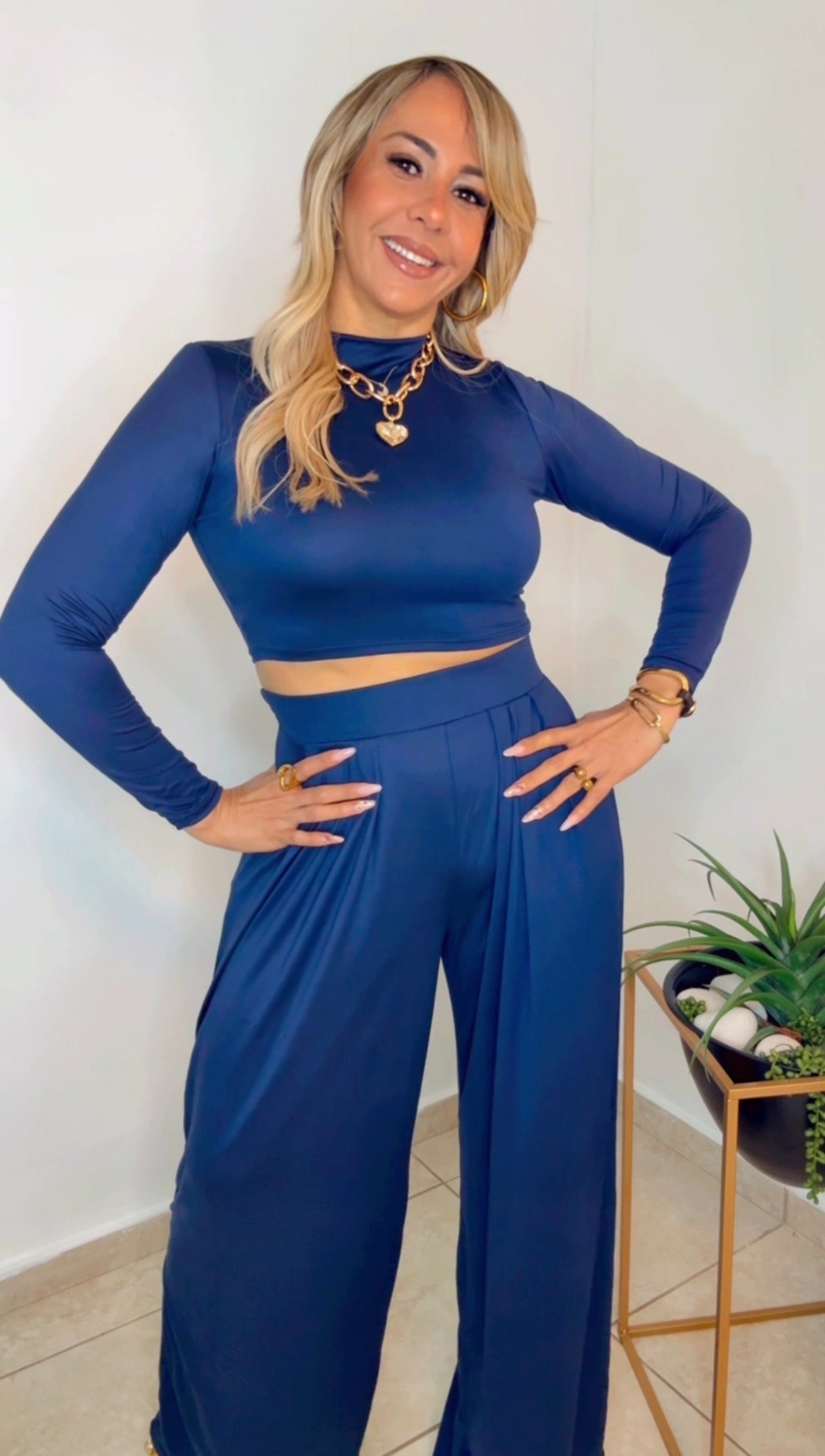 Navy Relaxing Palazzo Set