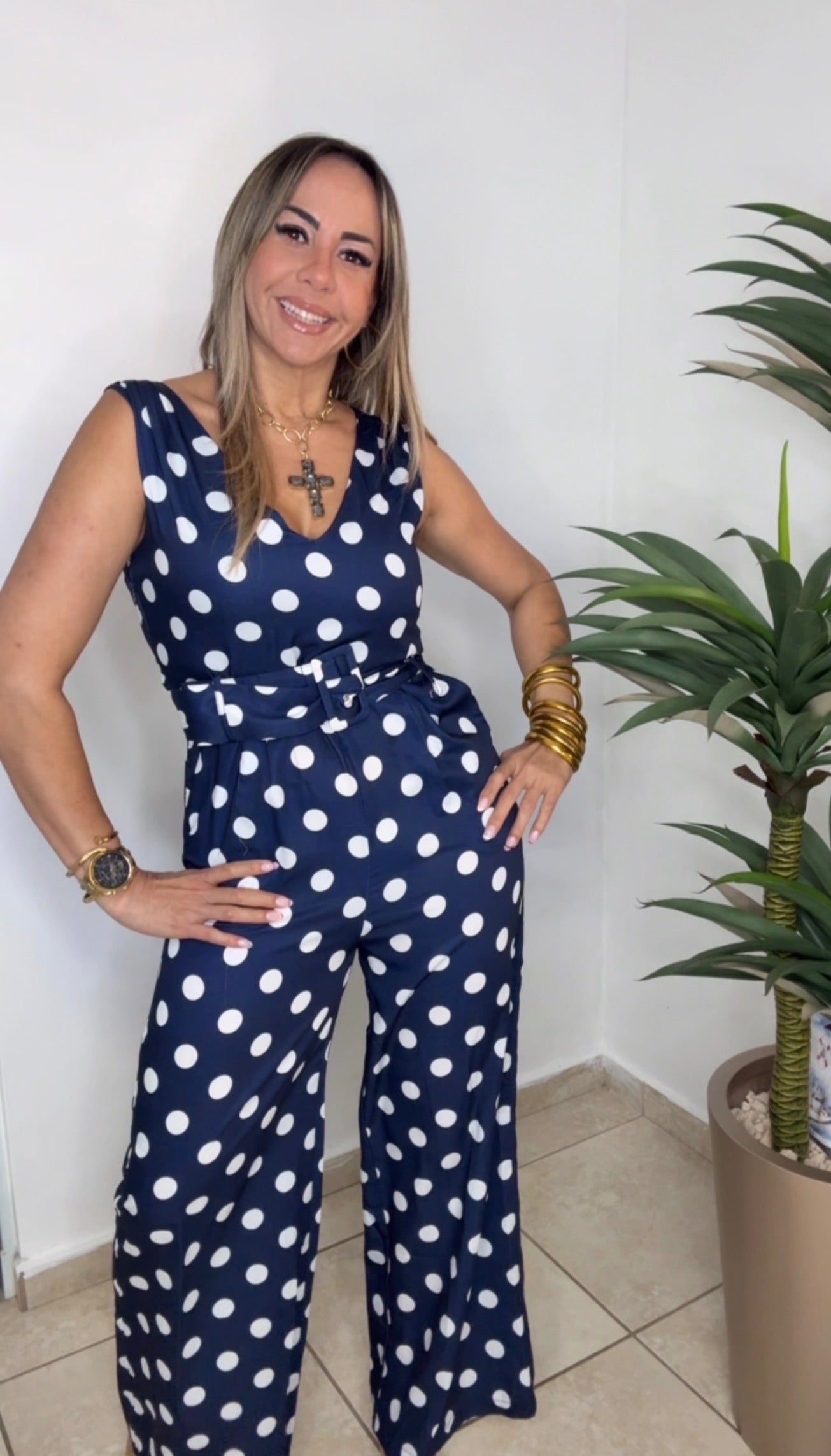 Navy Polka Dots Jumpsuit (VENTA FINAL)