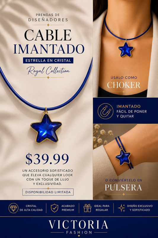 Cable Imantado Estrella En Cristal