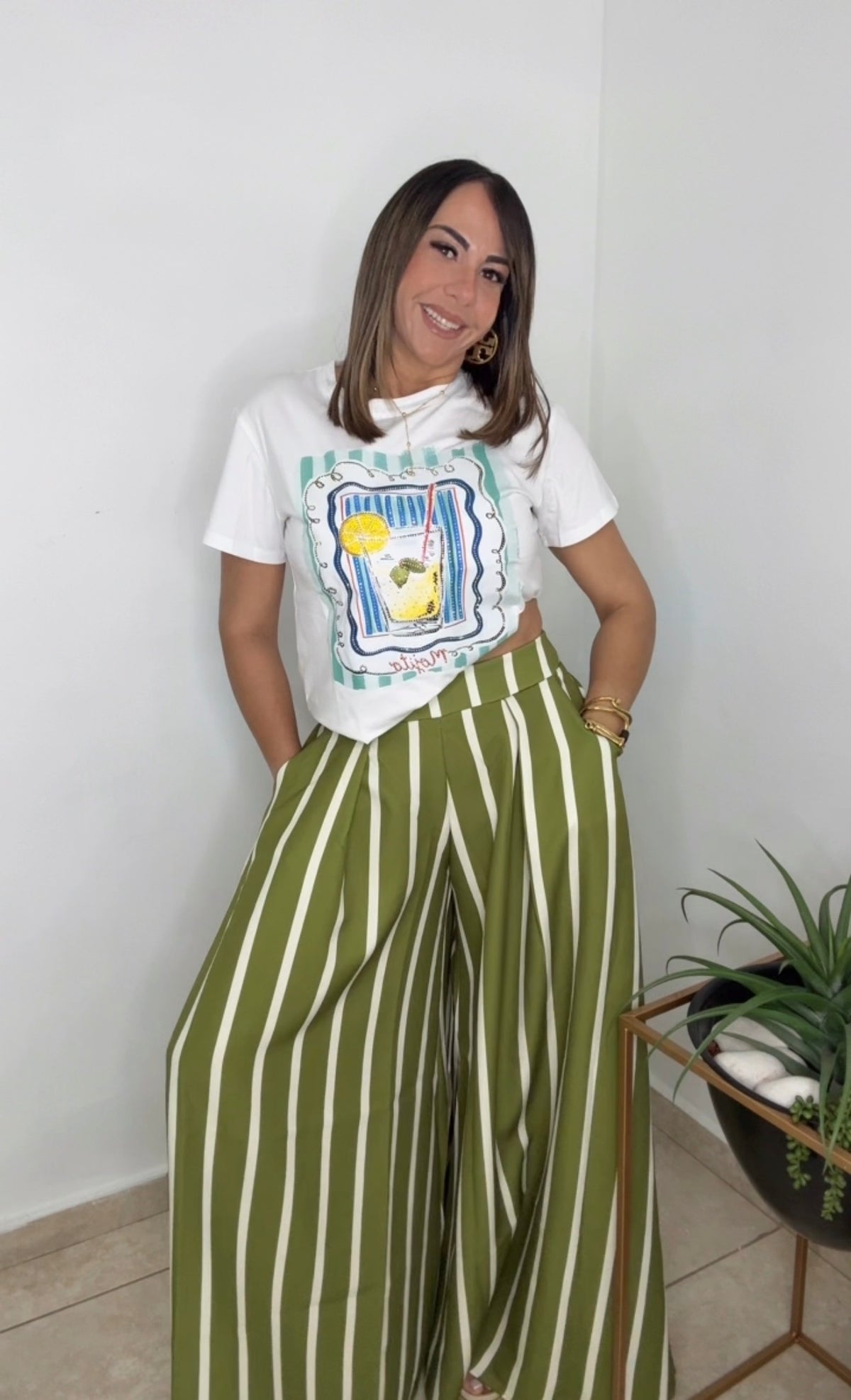 Olive Striped Palazzo