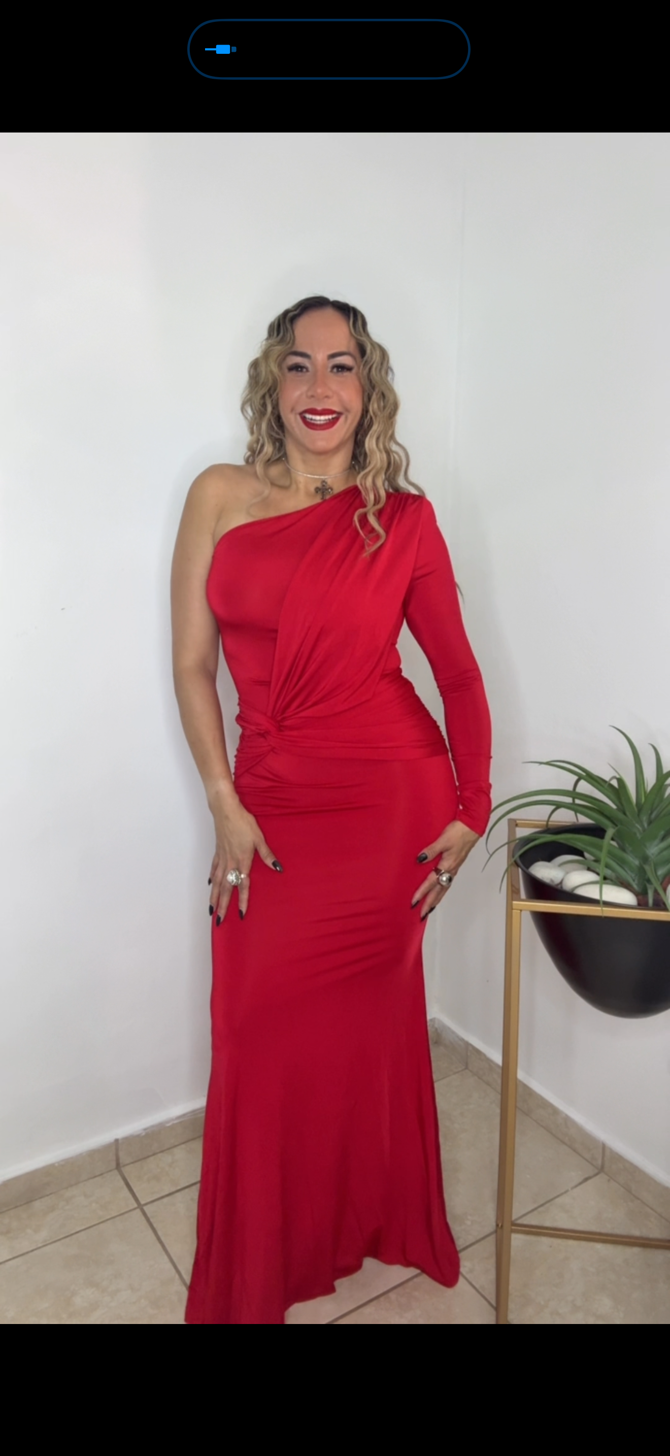 Red One Shoulder Maxi