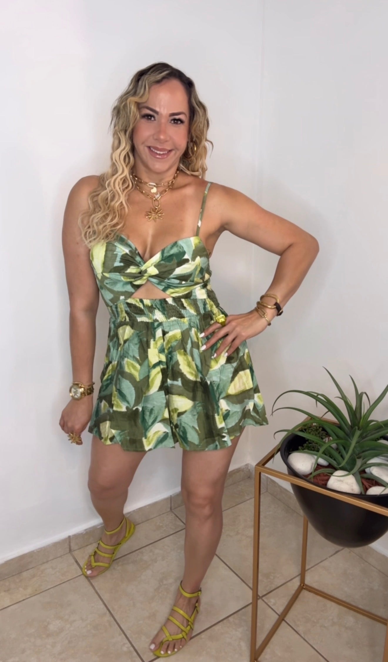 Multi Green Summer Romper
