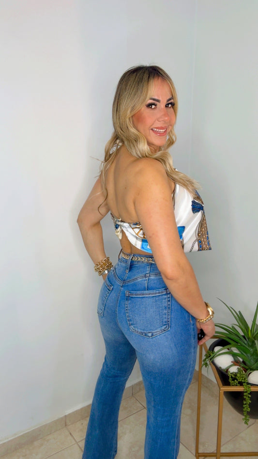 Medium Denim Flare Jeans