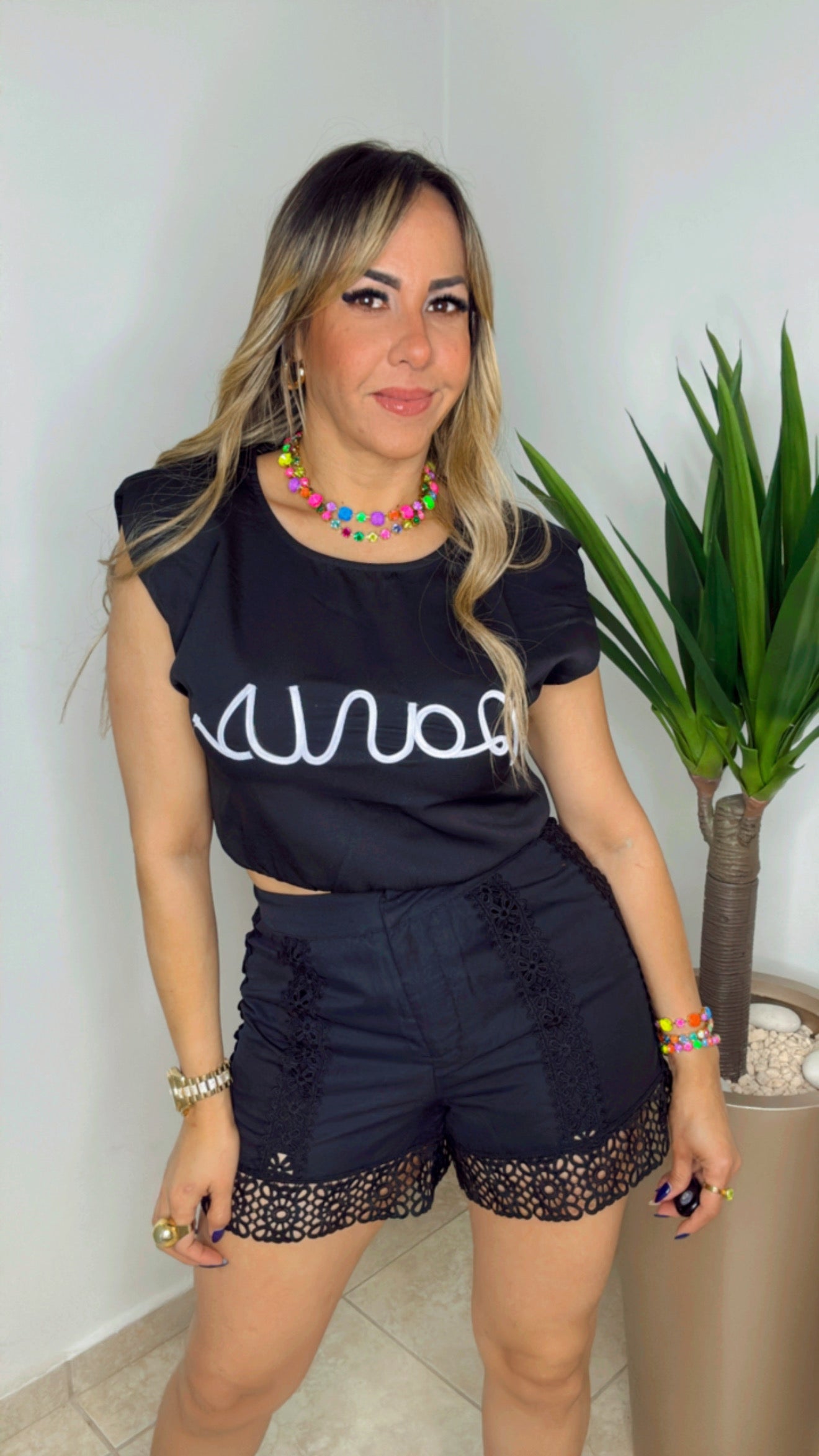 Black Crochet Short