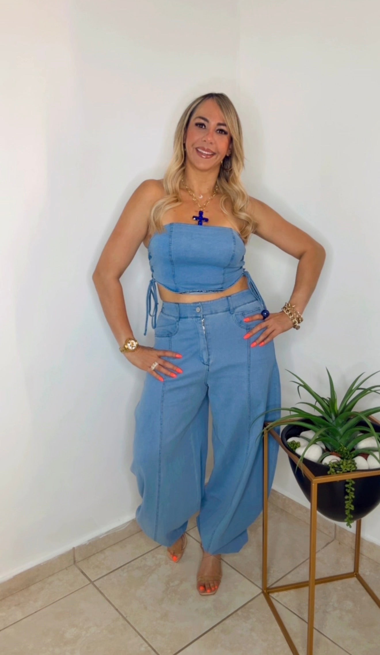 Light Denim Jogger Set