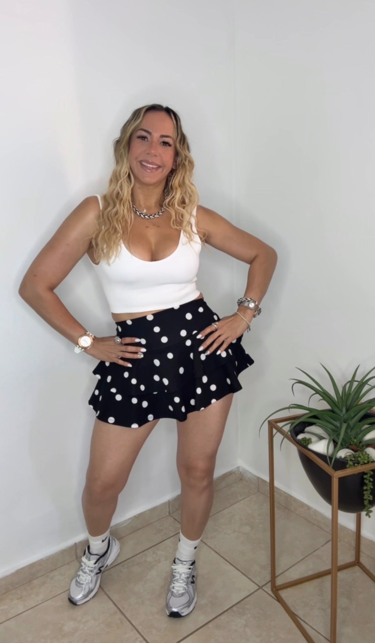 Black Polkadots Skort