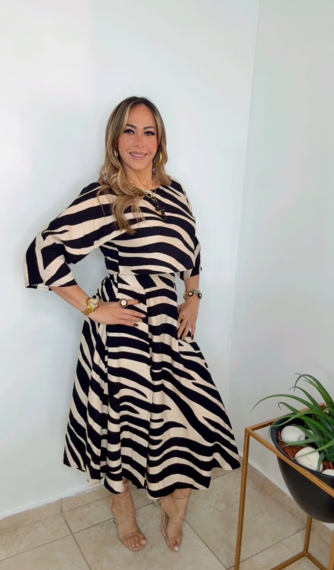 Black And Cream Skirt Set