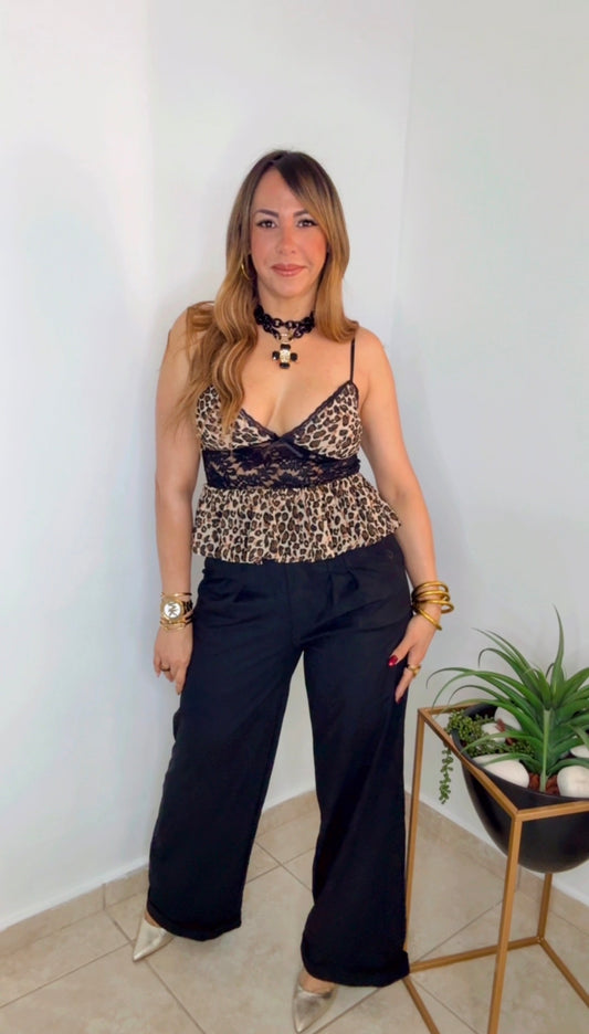 Black Suede Elegant Pant