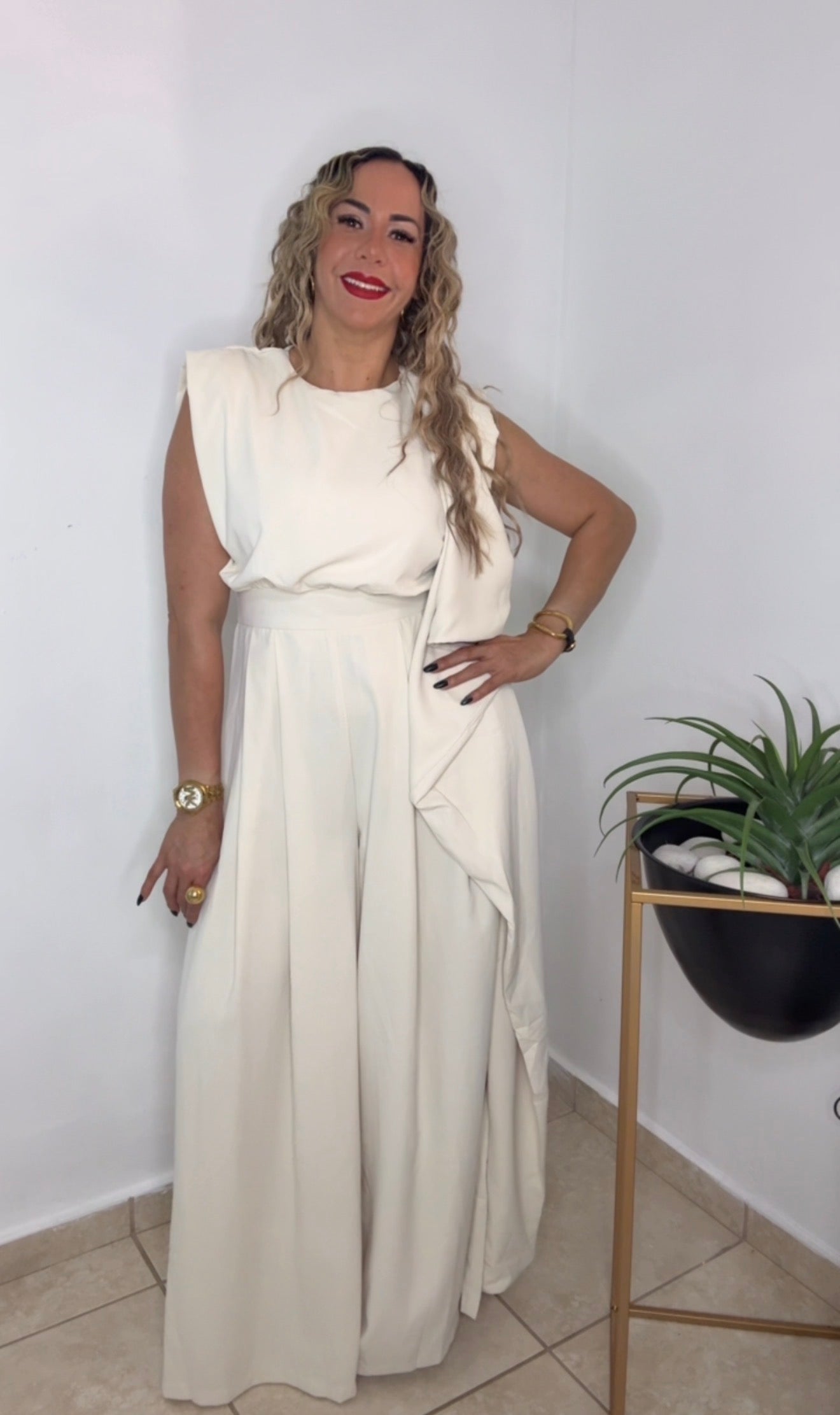 Beige Elegant Jumpsuit