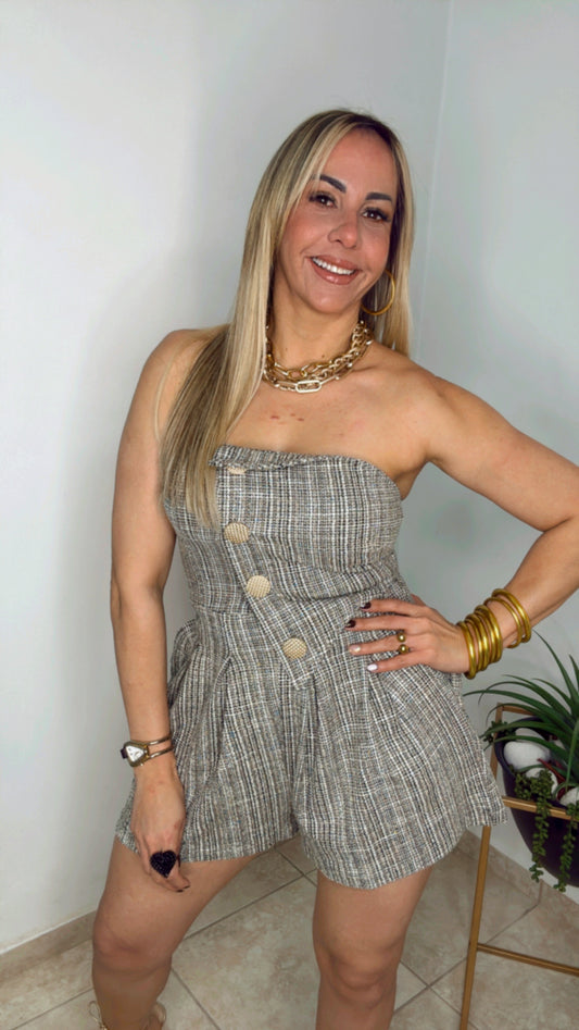 Multi Brown Romper