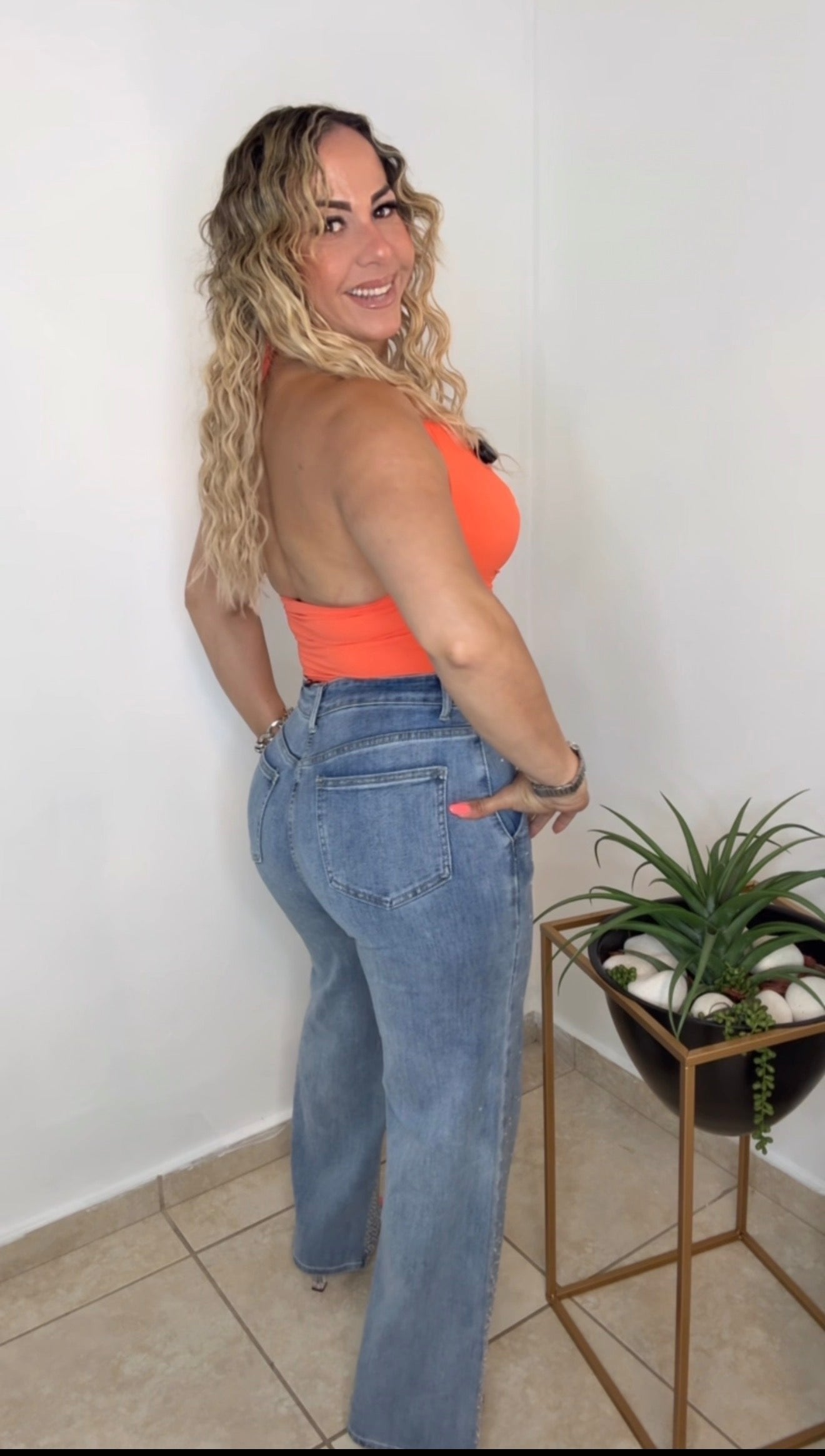 White/ Orange Bodysuit