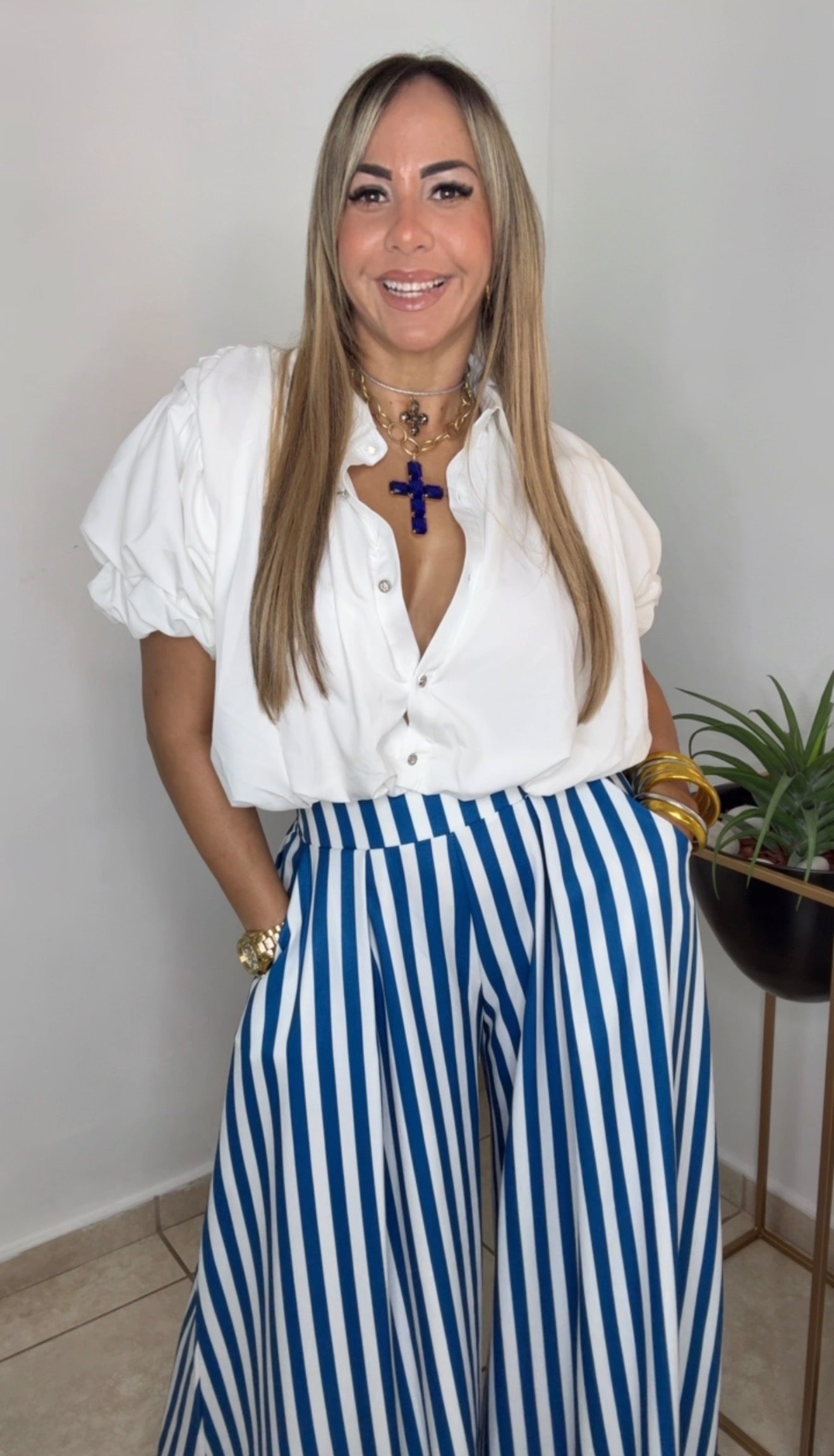 Azure Striped Pant