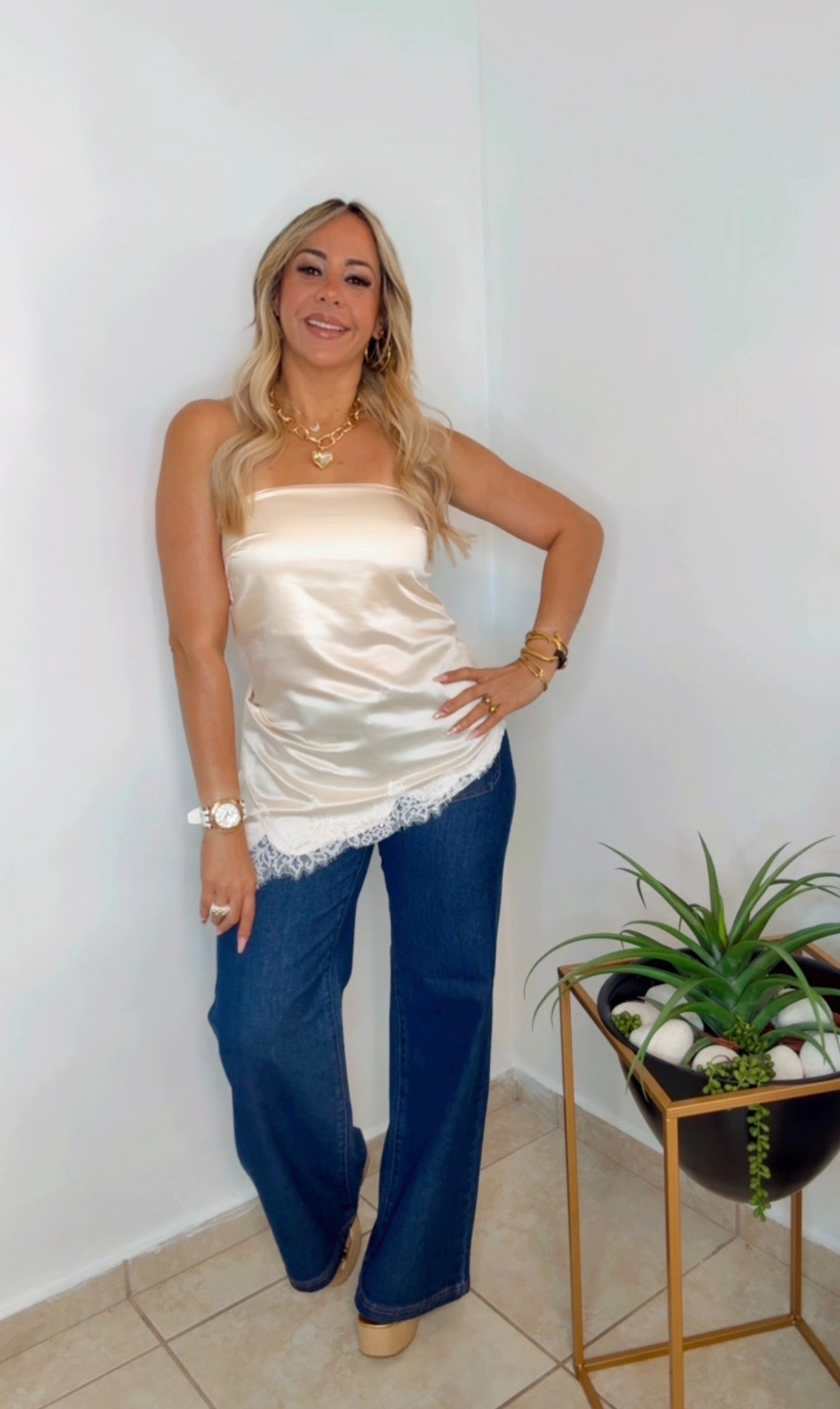 Vainilla Tube Satin Top