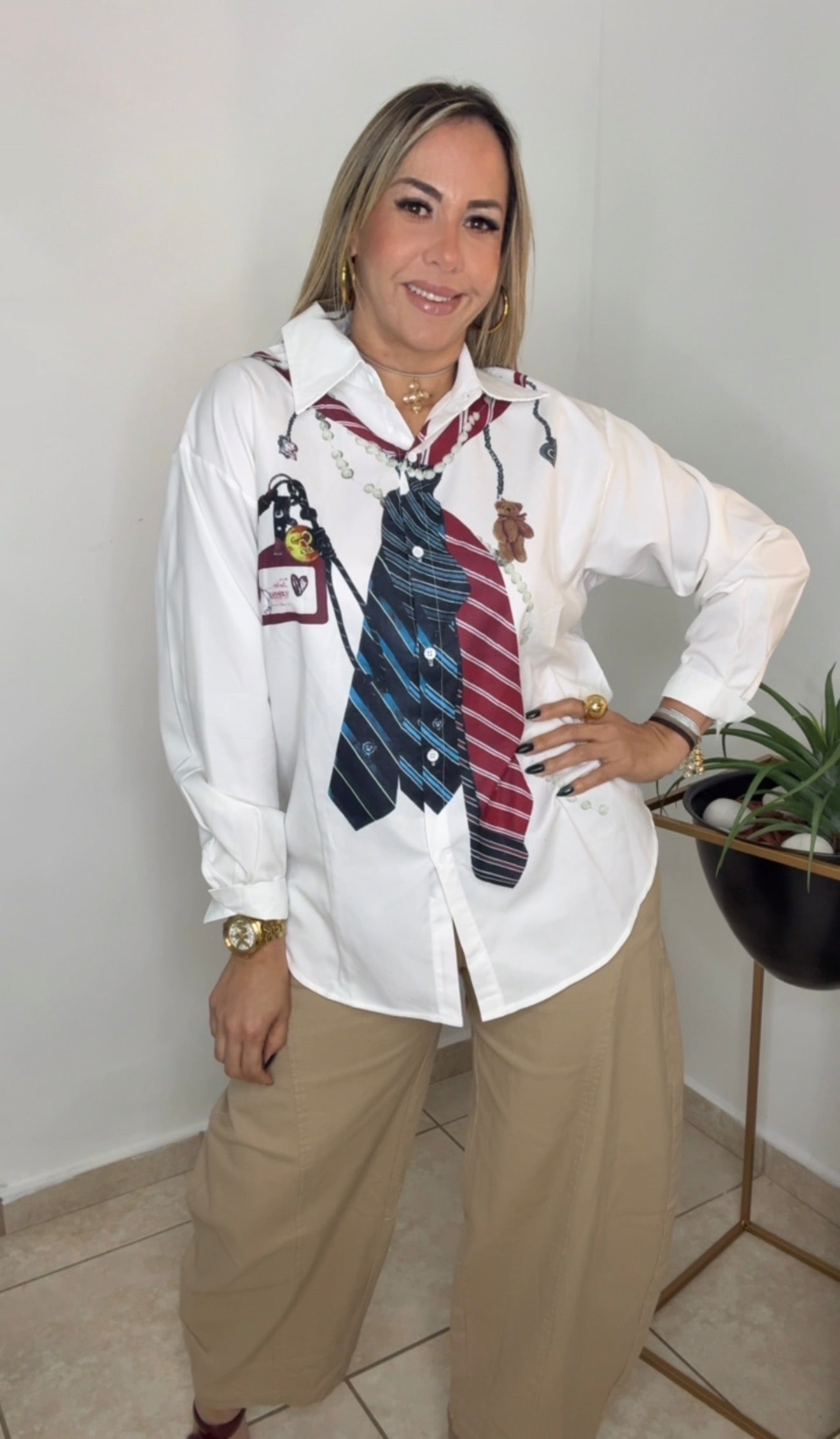 White Blouse With Tie