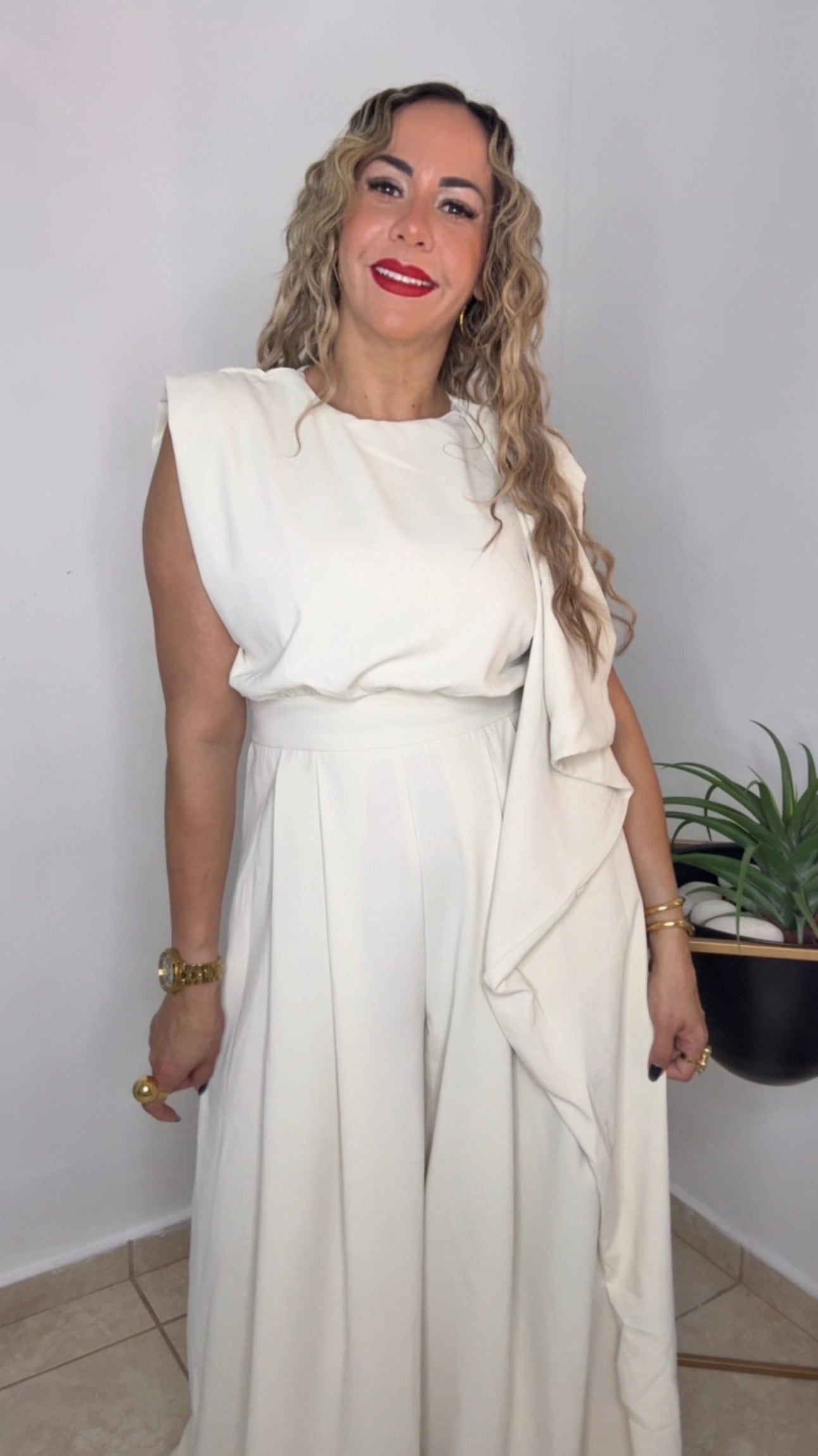 Beige Elegant Jumpsuit