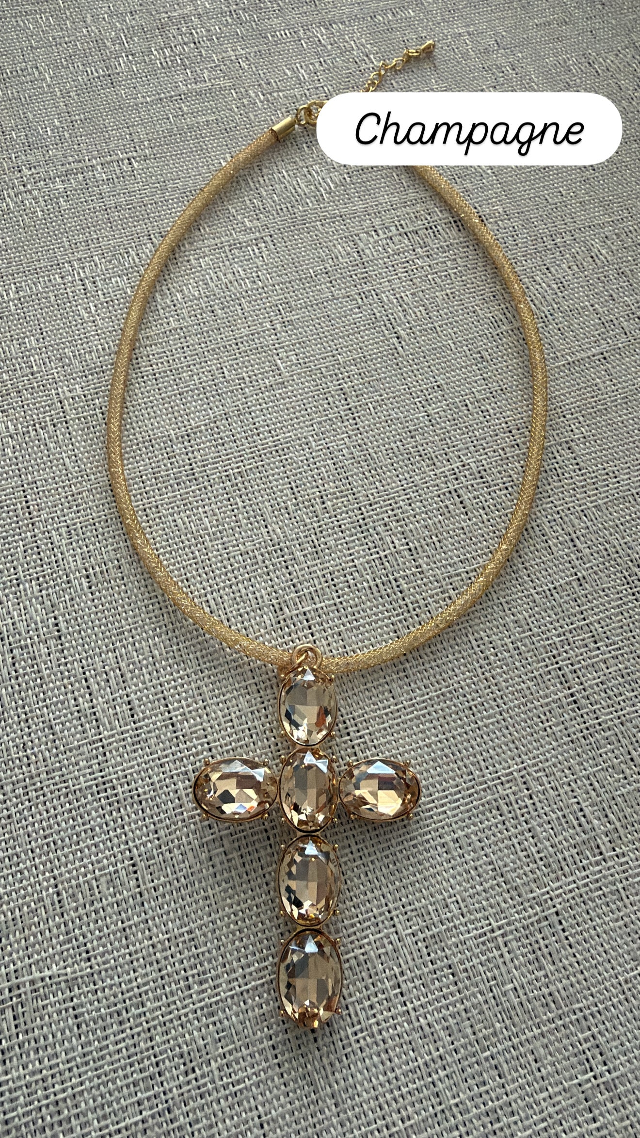 Collar  Metalico Cruz Cristal